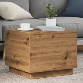 Mesa de centro con luces LED roble artisan 50x50x40 cm de , Mesas de centro - Ref: Foro24-857721, Precio: 69,79 €, Descuento: %
