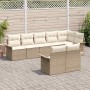 Conjunto de sofá de jardín con cojín 8 pcs Beige Poliratán