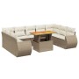Gartensofa-Set mit 10-teiligen beigen Kissen aus synthetischem Rattan. von , Gartensets - Ref: Foro24-3272339, Preis: 715,38 ...