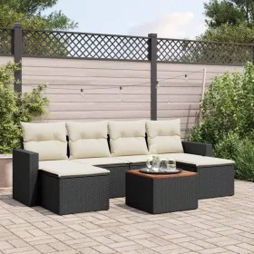 7-piece garden dining set with black synthetic rattan cushions by , Garden sets - Ref: Foro24-3256574, Price: 386,75 €, Disco...