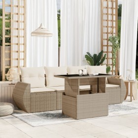 Garden sofa set with 5-piece synthetic rattan beige cushions by , Garden sets - Ref: Foro24-3268358, Price: 392,51 €, Discoun...