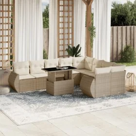 Garden sofa set with beige cushions, 10 pieces, synthetic rattan by , Garden sets - Ref: Foro24-3268758, Price: 830,06 €, Dis...