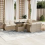 Gartensofa-Set mit 10-teiligen beigen Kissen aus synthetischem Rattan. von , Gartensets - Ref: Foro24-3268758, Preis: 782,58 ...