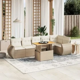 Garden set with 7 pieces of sofas and beige synthetic rattan cushions. by , Garden sets - Ref: Foro24-3272206, Price: 559,69 ...