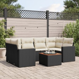 Garten-Essgruppe 7-teilig mit schwarzen Polstern aus synthetischem Rattan. von , Gartensets - Ref: Foro24-3256350, Preis: 446...