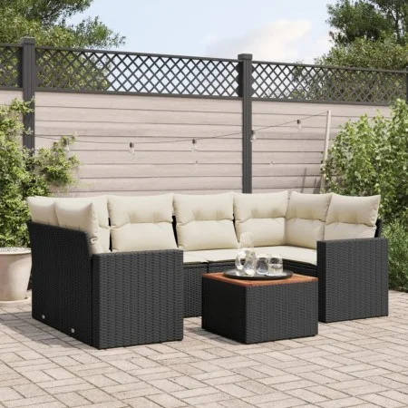 7-piece garden dining set with black synthetic rattan cushions by , Garden sets - Ref: Foro24-3256350, Price: 434,04 €, Disco...