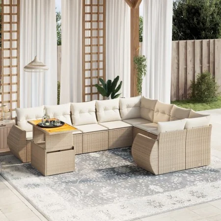 Garden sofa set with beige cushions, 10 pieces, synthetic rattan by , Garden sets - Ref: Foro24-3272360, Price: 817,72 €, Dis...