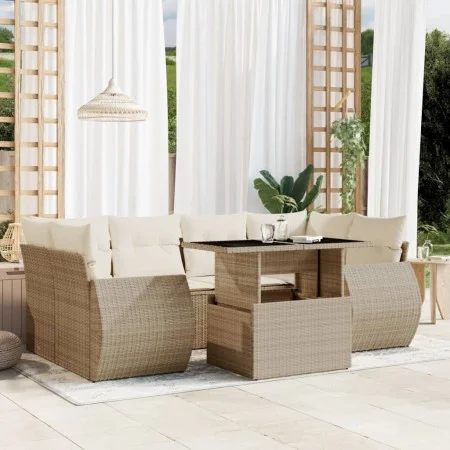 Garden set with 7 pieces of sofas and beige synthetic rattan cushions. by , Garden sets - Ref: Foro24-3268388, Price: 588,85 ...