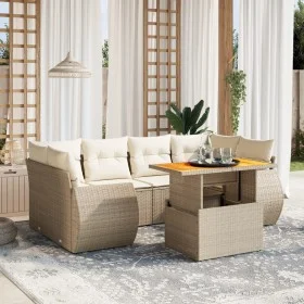 Set sofás de jardín 7 piezas y cojines ratán sintético beige by , Garden sets - Ref: Foro24-3272094, Price: 579,83 €, Discoun...