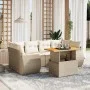 Set sofás de jardín 7 piezas y cojines ratán sintético beige by , Garden sets - Ref: Foro24-3272094, Price: 579,84 €, Discoun...