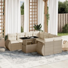 Set de sofás de jardín 9 pzas con cojines ratán sintético beige von , Gartensets - Ref: Foro24-3268428, Preis: 676,69 €, Raba...