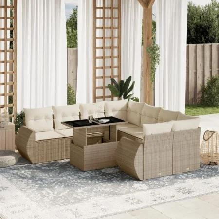 Set de sofás de jardín 9 pzas con cojines ratán sintético beige von , Gartensets - Ref: Foro24-3268428, Preis: 704,93 €, Raba...