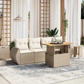 Garden sofa set with 5-piece synthetic rattan beige cushions by , Garden sets - Ref: Foro24-3272073, Price: 425,67 €, Discoun...