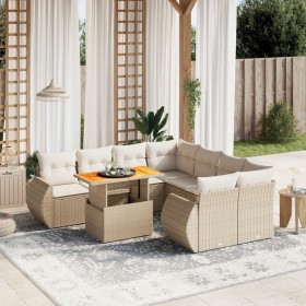 Set de sofás de jardín 9 pzas con cojines ratán sintético beige de , Conjuntos de jardín - Ref: Foro24-3272122, Precio: 666,6...