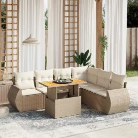 Set of 7-piece garden sofas and beige synthetic rattan cushions by , Garden sets - Ref: Foro24-3272213, Price: 559,15 €, Disc...