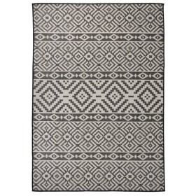 Alfombra de exterior de tejido plano rayas negras 140x200 cm by , Rugs - Ref: Foro24-340852, Price: 48,10 €, Discount: %