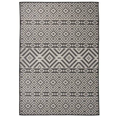 Alfombra de exterior de tejido plano rayas negras 140x200 cm de , Alfombras - Ref: Foro24-340852, Precio: 46,52 €, Descuento: %