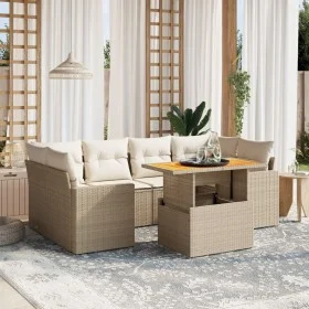 Garden set with 7 pieces of sofas and beige synthetic rattan cushions. by , Garden sets - Ref: Foro24-3271212, Price: 535,26 ...
