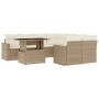Set de sofás de jardín 9 pzas con cojines ratán sintético beige by , Garden sets - Ref: Foro24-3267168, Price: 640,25 €, Disc...