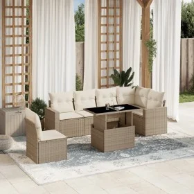 Set sofás de jardín 7 piezas y cojines ratán sintético beige by , Garden sets - Ref: Foro24-3267308, Price: 521,50 €, Discoun...