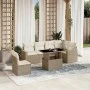Set sofás de jardín 7 piezas y cojines ratán sintético beige de , Conjuntos de jardín - Ref: Foro24-3267308, Precio: 521,50 €...