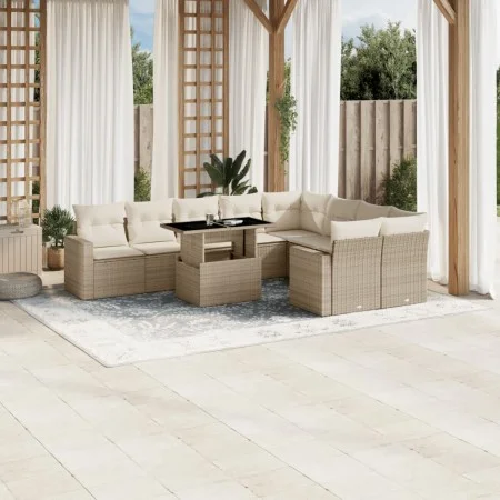 Juego de sofás jardín con cojines beige 10 pzas ratán sintético von , Gartensets - Ref: Foro24-3267498, Preis: 717,34 €, Raba...