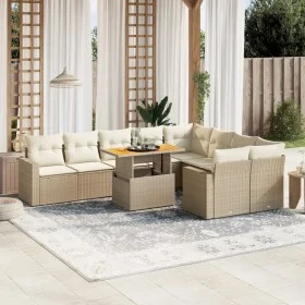 Garden sofa set with beige cushions, 10 pieces, synthetic rattan by , Garden sets - Ref: Foro24-3271471, Price: 706,40 €, Dis...