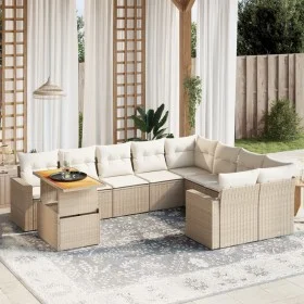 Garden sofa set with beige cushions, 10 pieces, synthetic rattan by , Garden sets - Ref: Foro24-3271478, Price: 706,40 €, Dis...