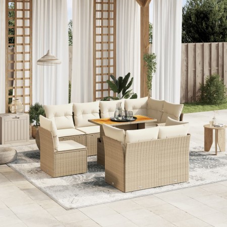 9-piece garden sofa set with beige synthetic rattan cushions by , Garden sets - Ref: Foro24-3272290, Price: 773,61 €, Discoun...