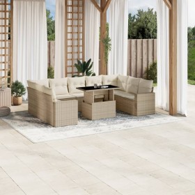 Garden sofa set with beige cushions, 10 pieces, synthetic rattan by , Garden sets - Ref: Foro24-3267478, Price: 689,55 €, Dis...