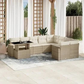 Gartensofa-Set mit 10-teiligen beigen Kissen aus synthetischem Rattan. von , Gartensets - Ref: Foro24-3267508, Preis: 717,42 ...