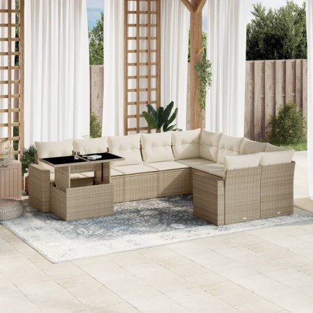 Juego de sofás jardín con cojines beige 10 pzas ratán sintético de , Conjuntos de jardín - Ref: Foro24-3267508, Precio: 676,37 €
