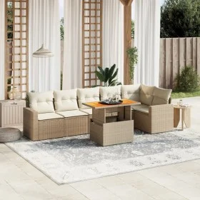 Set sofás de jardín 7 piezas y cojines ratán sintético beige by , Garden sets - Ref: Foro24-3271324, Price: 515,12 €, Discoun...