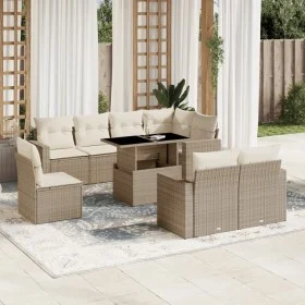 Set de sofás de jardín 9 pzas con cojines ratán sintético beige von , Gartensets - Ref: Foro24-3267408, Preis: 678,14 €, Raba...