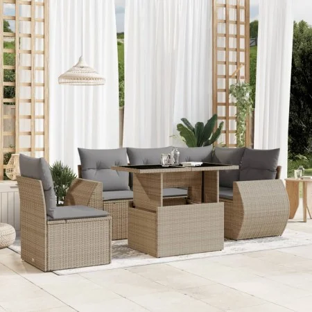 Juego de sofás jardín con cojines 6 pzas ratán sintético beige by , Garden sets - Ref: Foro24-3268539, Price: 455,72 €, Disco...