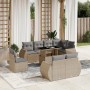 Set de sofás de jardín 9 pzas con cojines ratán sintético beige de , Conjuntos de jardín - Ref: Foro24-3268669, Precio: 706,06 €