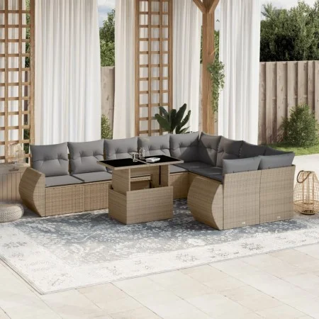 Juego de sofás jardín con cojines beige 10 pzas ratán sintético de , Conjuntos de jardín - Ref: Foro24-3268759, Precio: 737,7...
