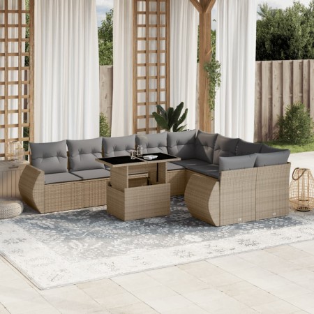 Juego de sofás jardín con cojines beige 10 pzas ratán sintético by , Garden sets - Ref: Foro24-3268759, Price: 700,38 €, Disc...