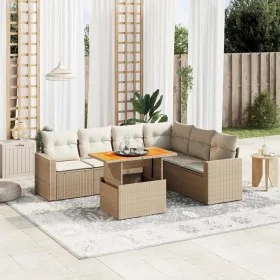 Gartensofagarnitur 7-teilig mit Kissen aus synthetischem Rattan in Beige. von , Gartensets - Ref: Foro24-3271331, Preis: 515,...