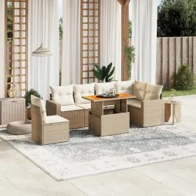 Set of 7-piece garden sofas and beige synthetic rattan cushions by , Garden sets - Ref: Foro24-3271338, Price: 515,12 €, Disc...