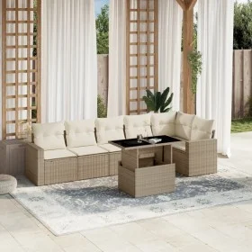 Set sofás de jardín 7 piezas y cojines ratán sintético beige de , Conjuntos de jardín - Ref: Foro24-3267288, Precio: 522,09 €...