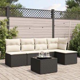 6-piece garden sofa set and black synthetic rattan cushions by , Garden sets - Ref: Foro24-3249365, Price: 322,24 €, Discount: %