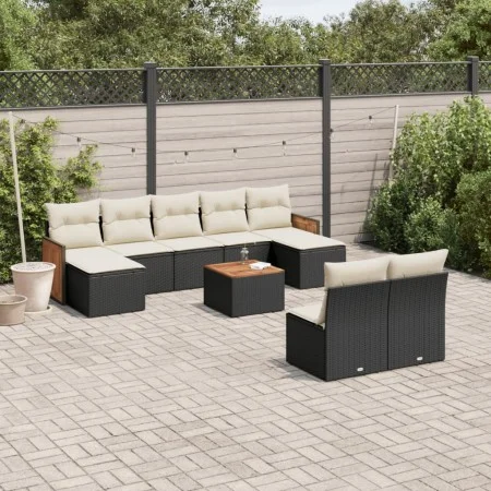 Garden sofa set 10 pieces with black synthetic rattan cushions by , Garden sets - Ref: Foro24-3260460, Price: 546,69 €, Disco...