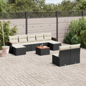 Gartensofa-Set, 10-teilig, mit schwarzen Kissen und synthetischem Rattan. von , Gartensets - Ref: Foro24-3258780, Preis: 526,...
