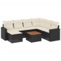 8-teiliges Gartensofa-Set mit schwarzen Polstern aus synthetischem Rattan. von , Gartensets - Ref: Foro24-3256567, Preis: 463...