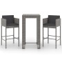 3-piece garden bar furniture set and gray synthetic rattan cushions by vidaXL, Garden sets - Ref: Foro24-3094779, Price: 266,...