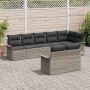 Conjunto de sofá de jardín con cojín 8 pcs Gris claro Poliratán