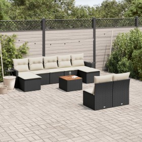 Garden sofa set 10 pieces with black synthetic rattan cushions by , Garden sets - Ref: Foro24-3257092, Price: 539,47 €, Disco...