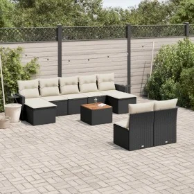 Garden sofa set 10 pieces with black synthetic rattan cushions by , Garden sets - Ref: Foro24-3257092, Price: 541,33 €, Disco...
