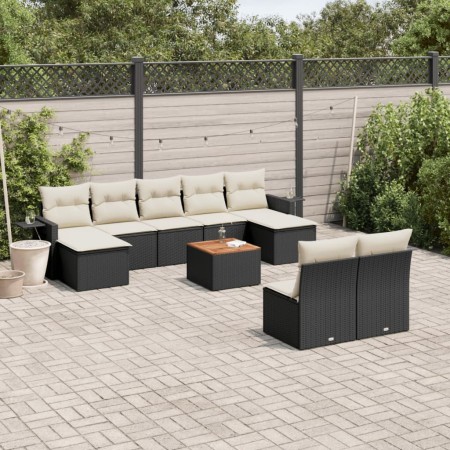 Garden sofa set 10 pieces with black synthetic rattan cushions by , Garden sets - Ref: Foro24-3257092, Price: 539,47 €, Disco...